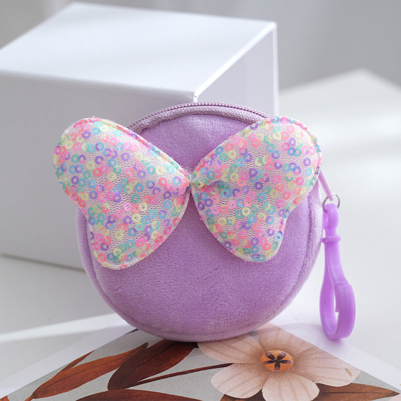 Women's Candy Color Bowknot Round Cute Certificate Coin Purses