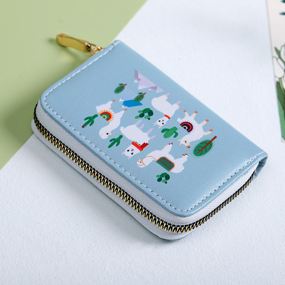 Women's Cartoon Change Printed Alpaca Expanding Single Ladies Wallets