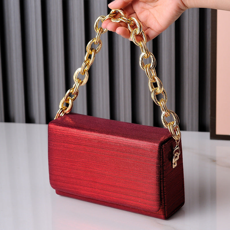 Women's Small Square Featured Chain High-grade Simple Evening Bags