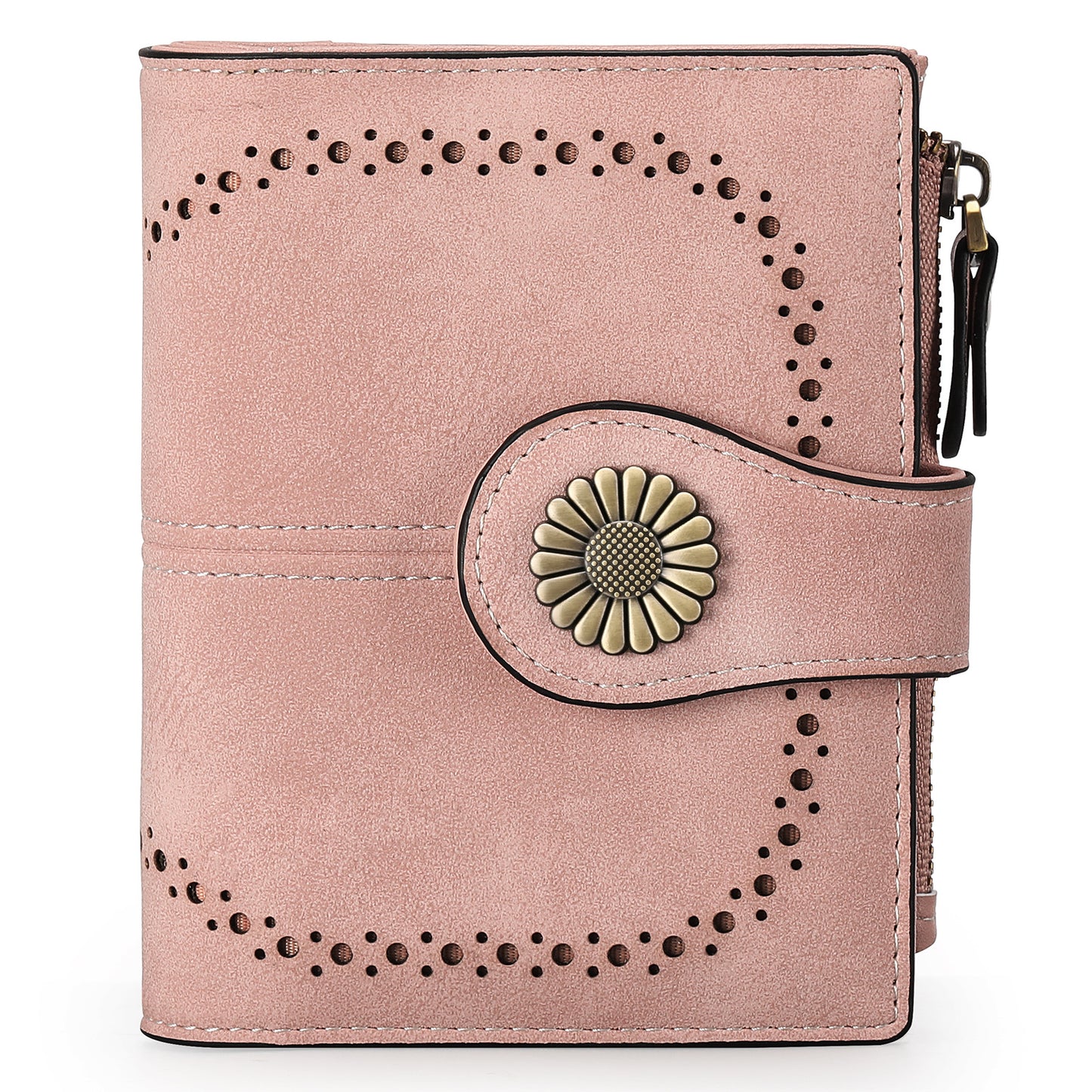 Women's Short Oil Wax Leather Zipper Ladies Wallets