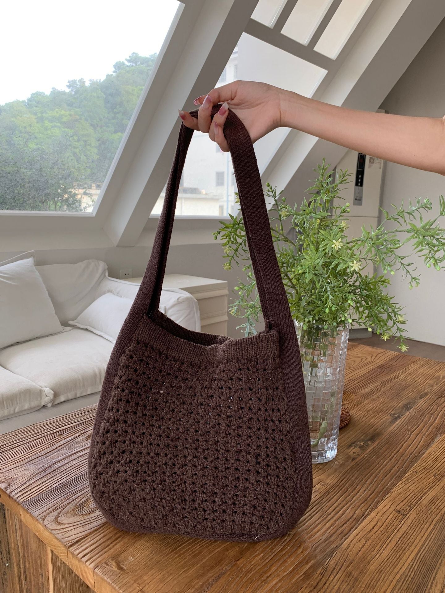 Women's Wool Knitted Simple Fashion Retro Woven Shoulder Bags