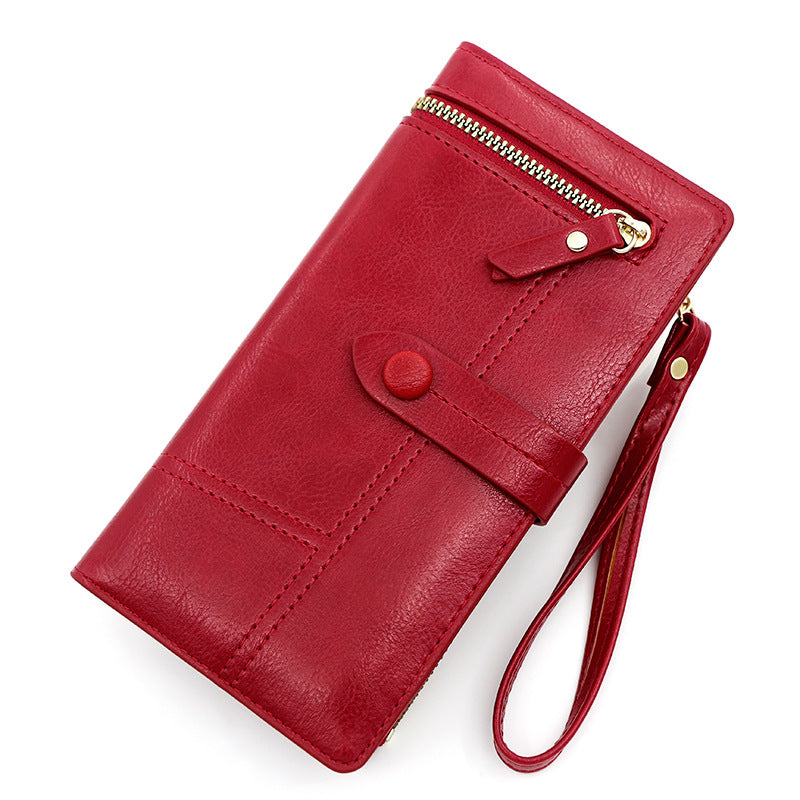 Women's Fresh Sweet Leather Long Zipper Ladies Wallets