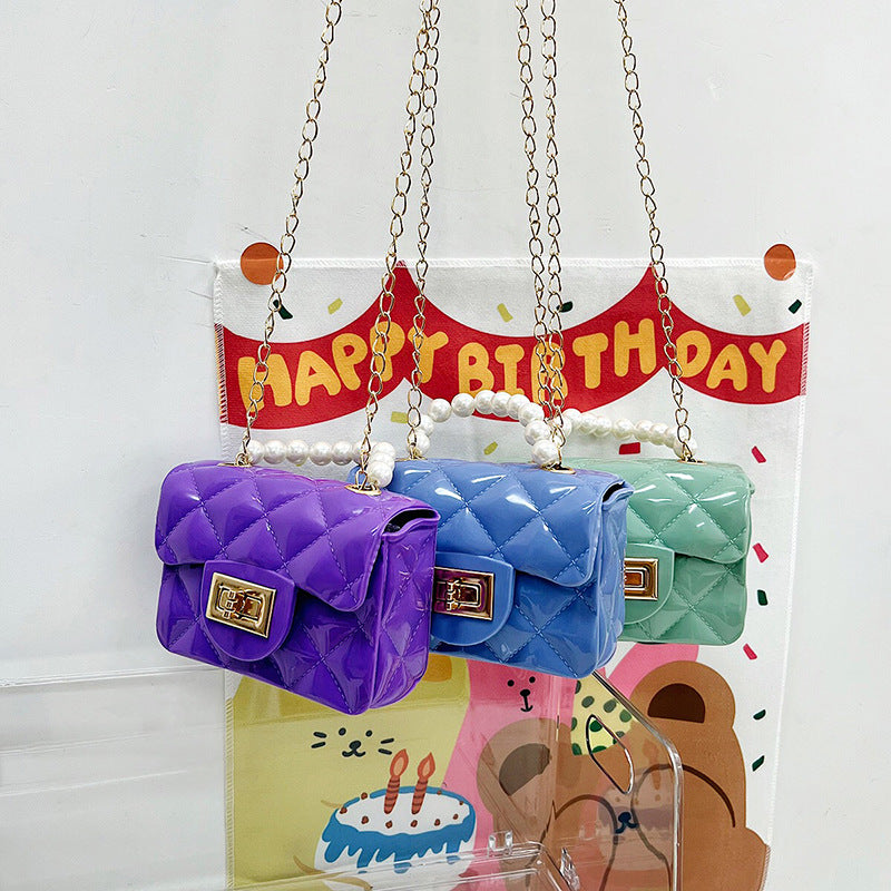 Children's Fashion Pearl Jelly Tote Sweet Diamond Bags