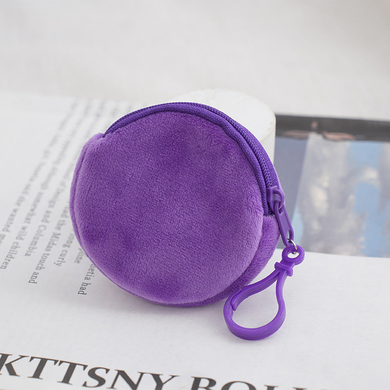 Candy Color Plush Solid Round Certificate Coin Purses