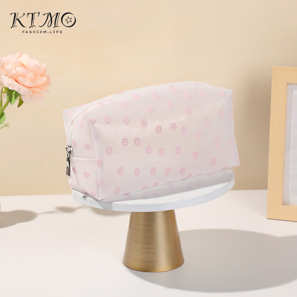 Small Flower Summer Sweet Flocking Fresh Cosmetic Bags