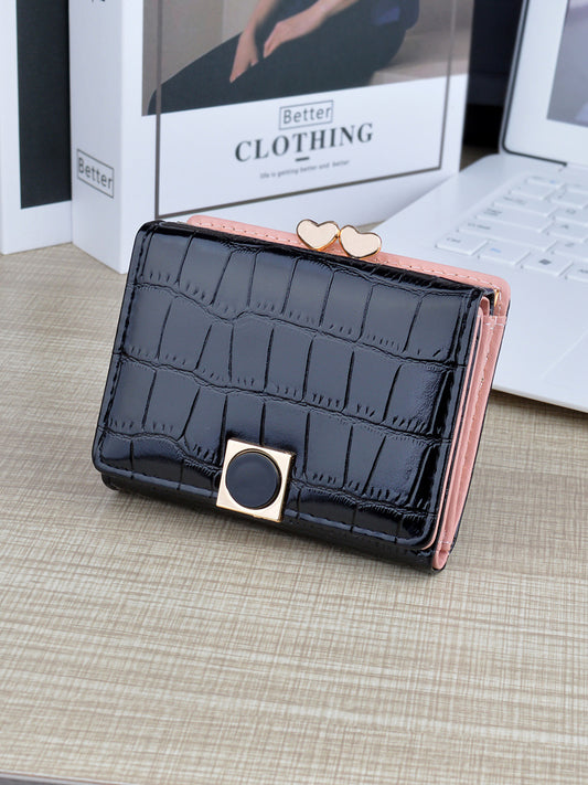 Women's Female Crocodile Pattern Folding Large Capacity Soft Ladies Wallets