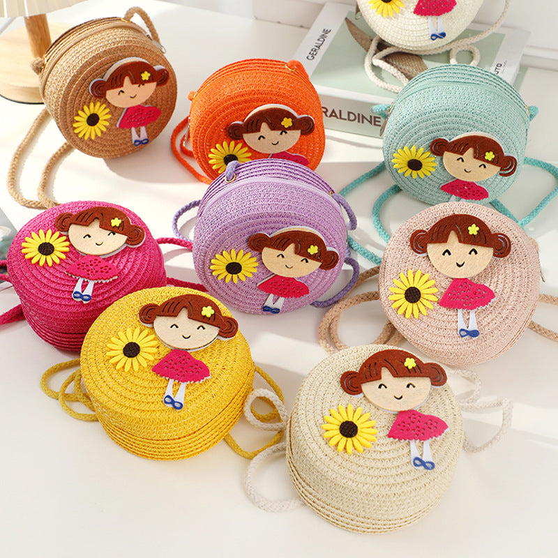 Children's Summer Female Cute Boy Seaside Straw Children's Coin Purse