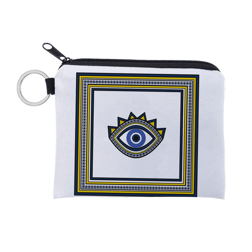 Women's Evil Eye Printing Pattern Zipper Small Purses