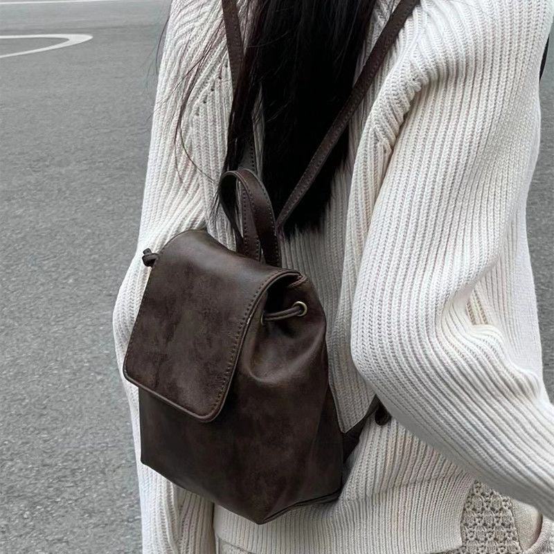 Women's Spring Retro Textured Brown About Fashion Backpacks