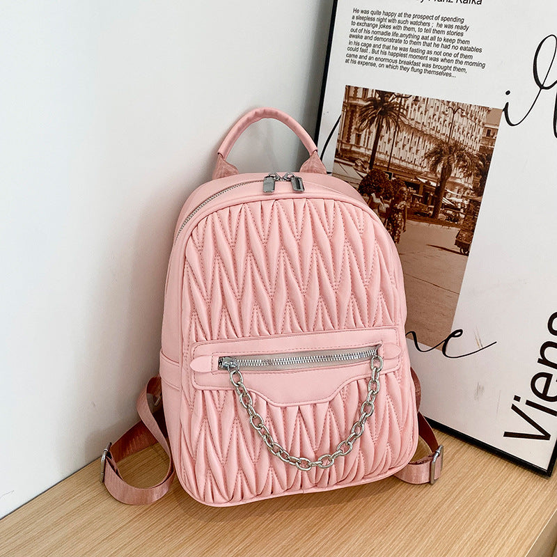 Women's Solid Color Embroidered Classic Female Korean Chic Backpacks