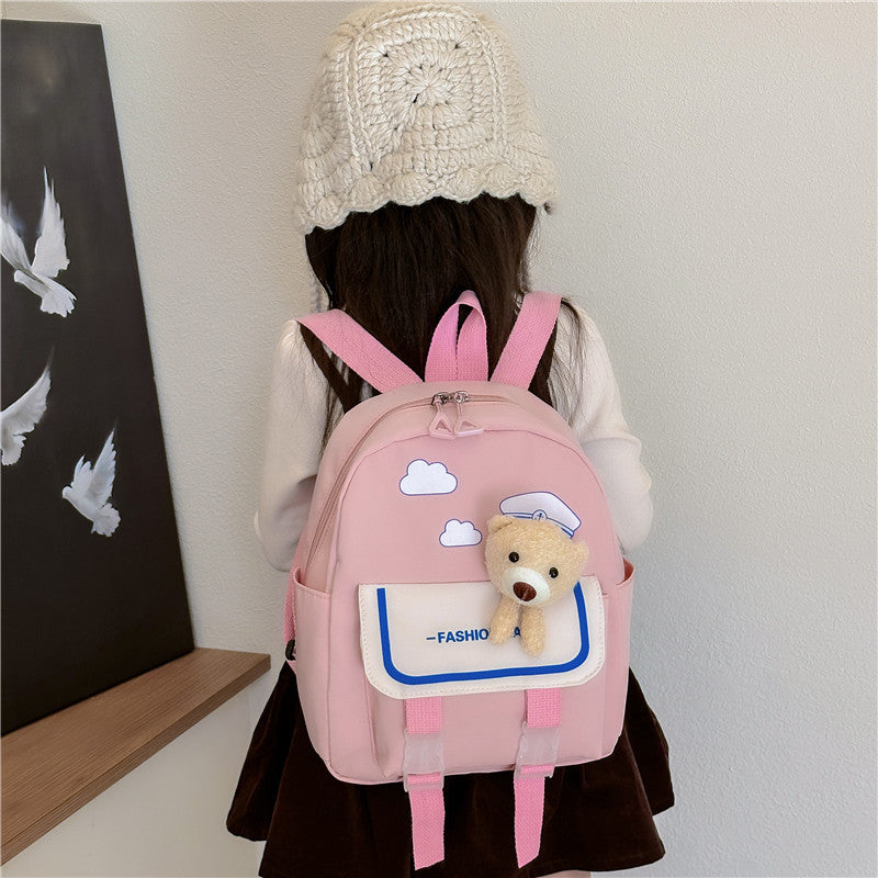 Children's Bear Boys Color Matching Cute Small Children's Backpacks