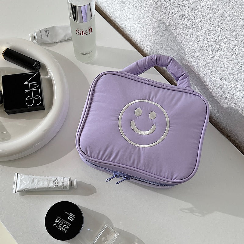 Sacs à cosmétiques coréens Smiley portables de grande capacité pour femmes