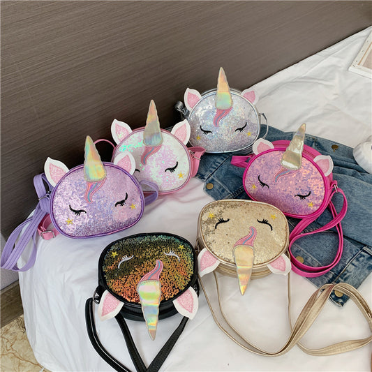 Sacs élégants de dessin animé mignon de licorne brillante colorée pour enfants