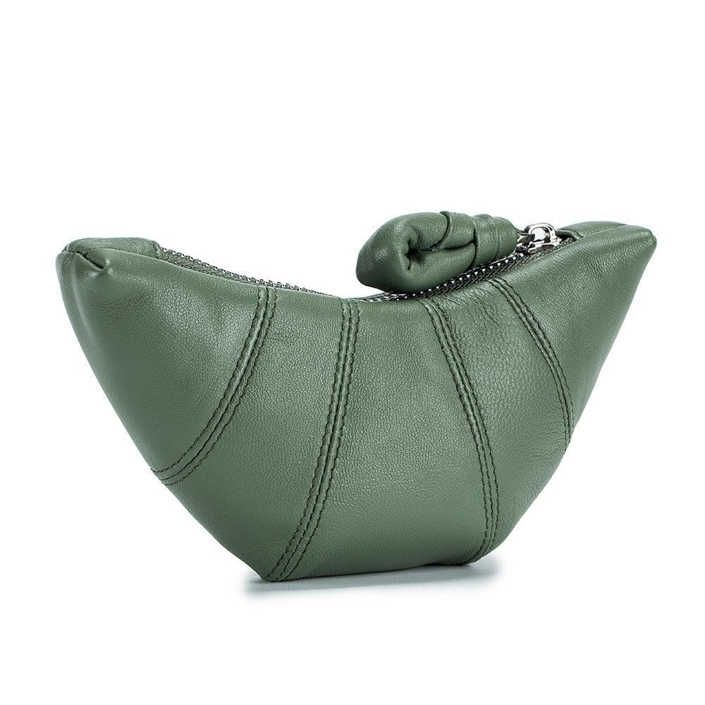 Women's Sheepskin Niche High Sense Croissant Genuine Coin Purses