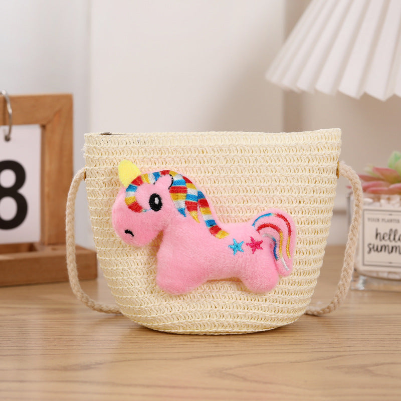 Children's Straw Woven Change Packet Cartoon Cute Children's Coin Purse