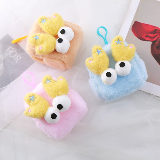 Fashion Big Stereo Eyes Small Plush Candy Color Coin Purses