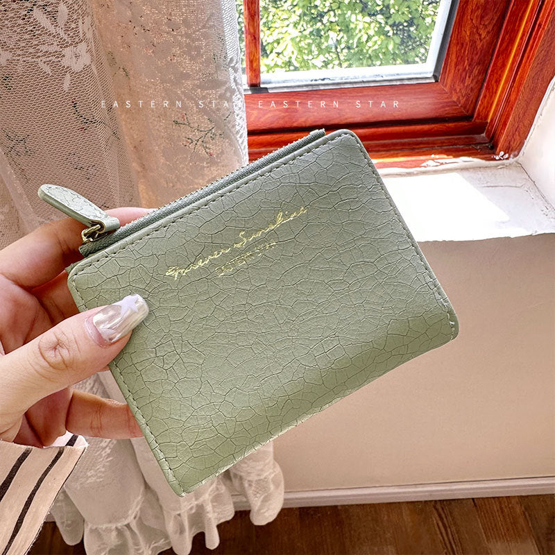 Green Female Korean Retro Folding Mori Ladies Wallets