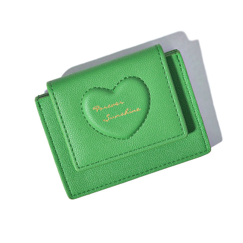 Women's Color Korean Style Small Love Embossed Ladies Wallets