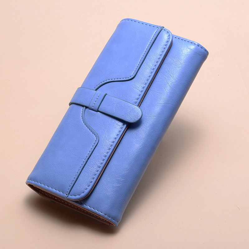 Women's Wax Leather Long Retro Large Capacity Ladies Wallets