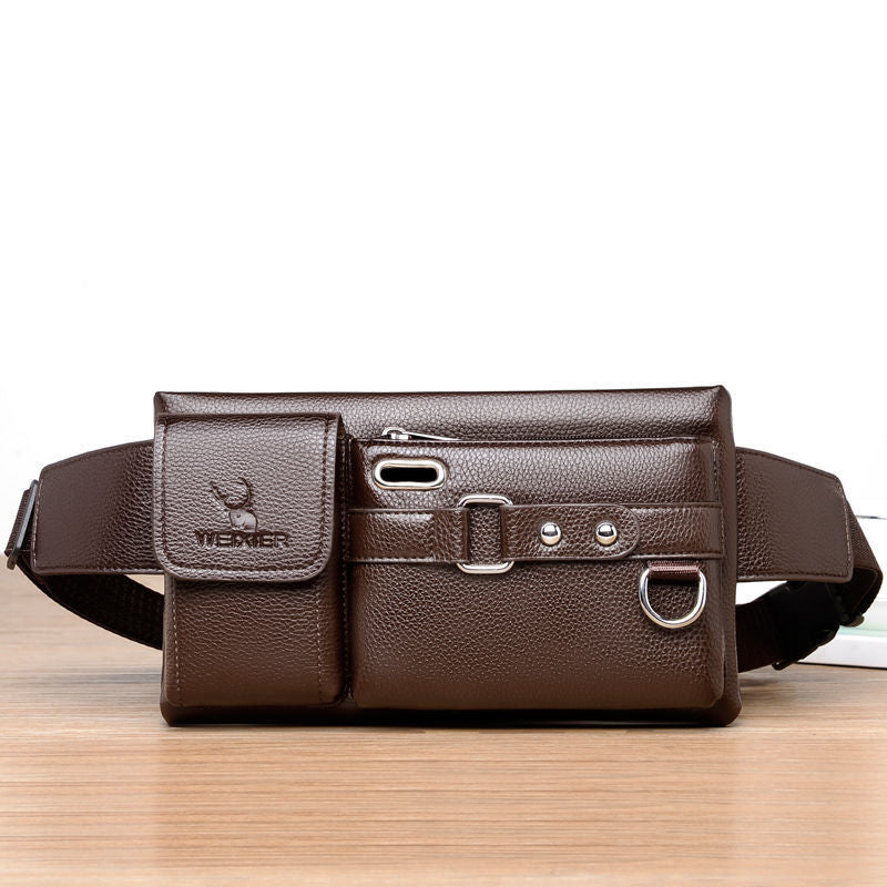 Men's Mobile Soft Leather Textured Slanted Large Phone Bags