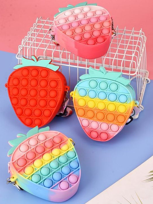 Cartoon Silicone Strawberry Cute Rainbow Female Coin Purses