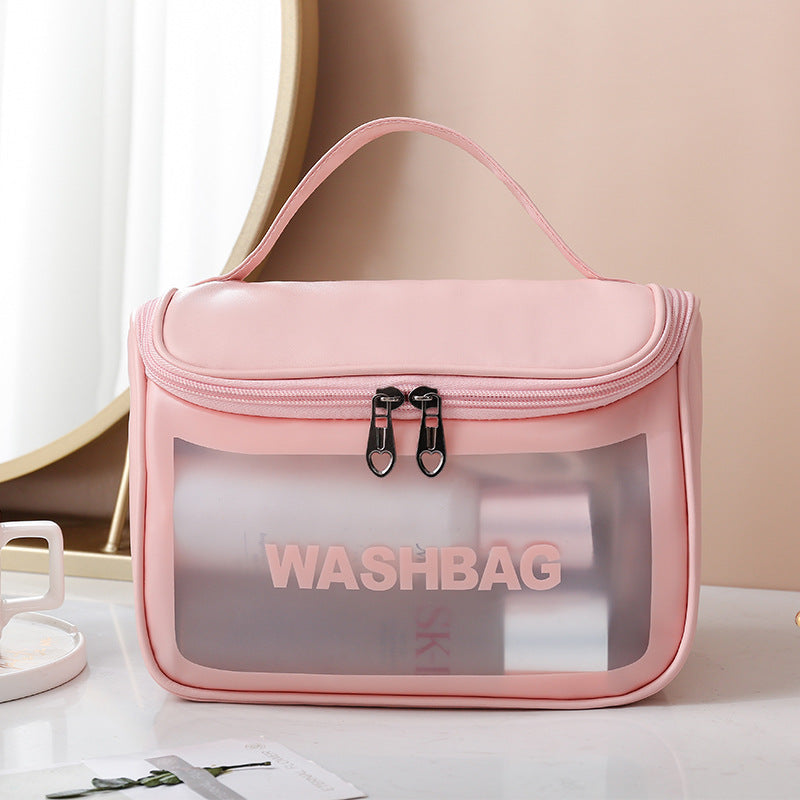 Waterproof Portable Large Capacity Frosted Wash Buggy Cosmetic Bags