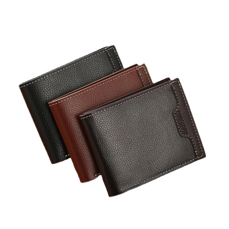 Men's Male Youth Simple Fashion Lychee Pattern Men's Wallets