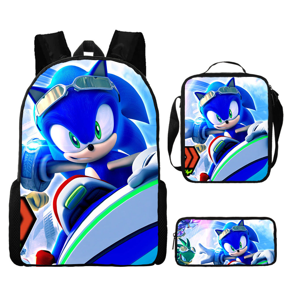 Sonic Primary Three-piece Set Cartoon Animation Bags