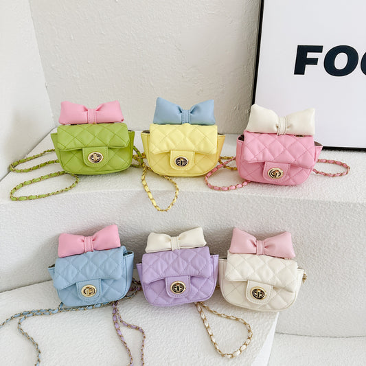 Children's Korean Diamond Embroidery Thread Bow Trendy Children's Shoulder Bags