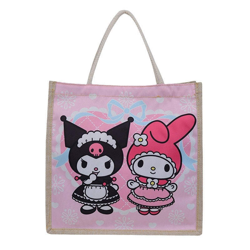 Cartoon Printing Clow Cotton Linen Plus Children's Shoulder Bags