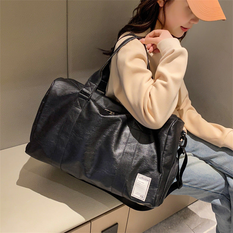 Women's & Men's & Fashion Out Dry Wet Separation Leather Travel Bags