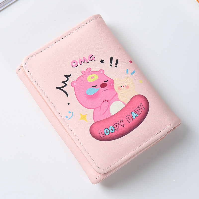 Beaver Three-fold Heart Cartoon Short Folding Ladies Wallets