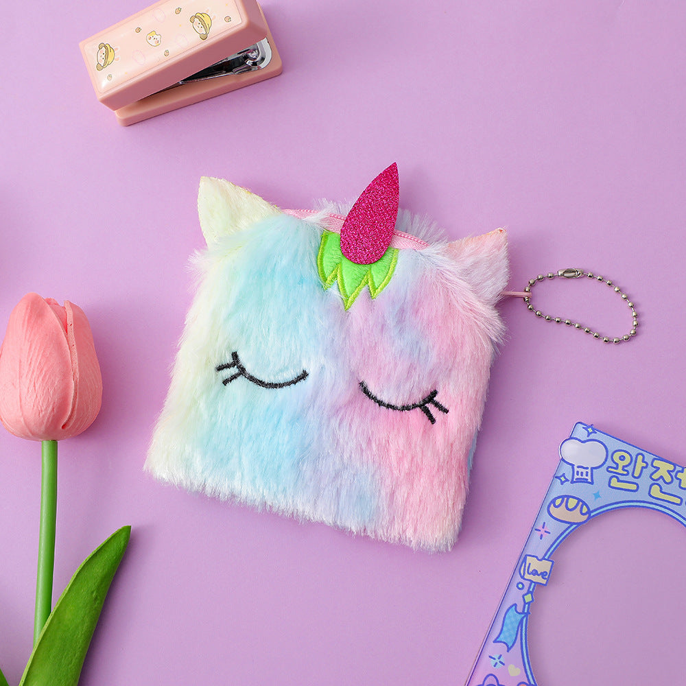 Cadeaux licorne de dessin animé pour enfants, cadeau en peluche, porte-monnaie pour enfants