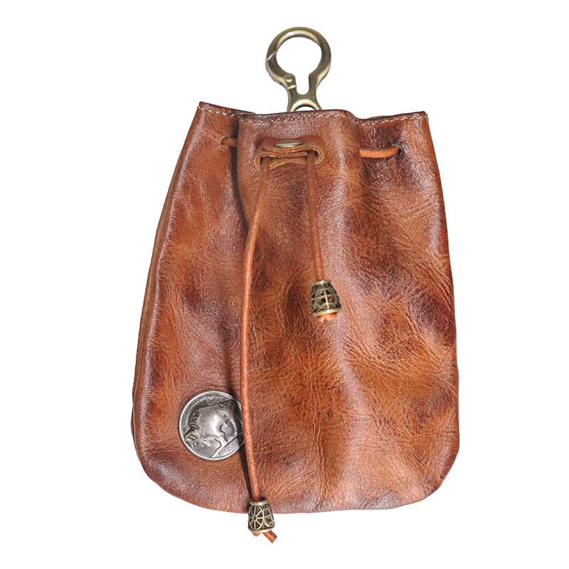 Women's Simple First Layer Cowhide Vintage Sachet Key Bags