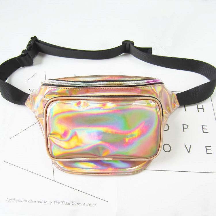 Women's Laser Street Trendy Unique Colorful Slanted Waist Packs