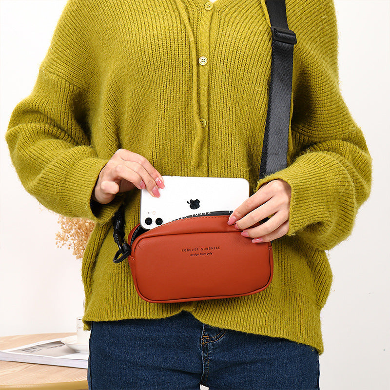 Grands sacs pour téléphone portable de couleur unie avec fermeture éclair simple pour femmes