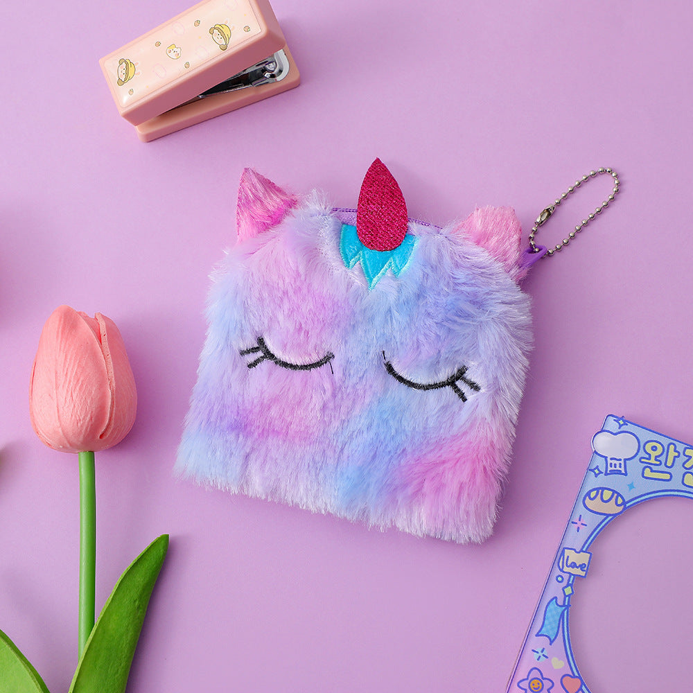 Cadeaux licorne de dessin animé pour enfants, cadeau en peluche, porte-monnaie pour enfants