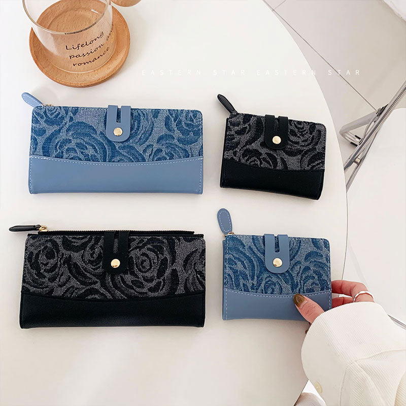 Women's Denim Pattern Korean Style Exquisite Practical Ladies Wallets