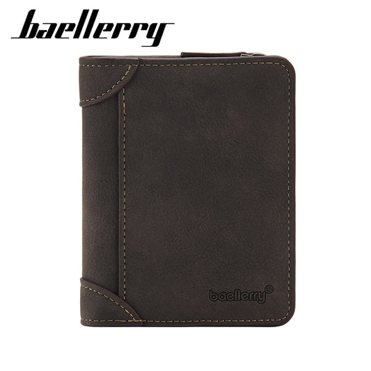 Men's Vintage Short Trifold Multiple Slots Zipper Men's Wallets