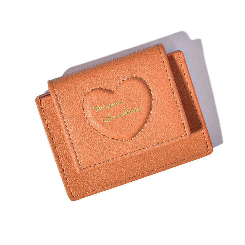 Women's Color Korean Style Small Love Embossed Ladies Wallets