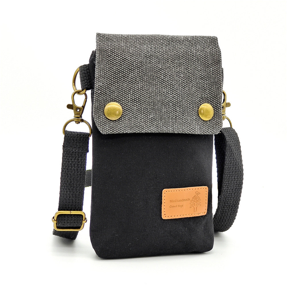 Women's Solid Color Canvas Simple Cloth Fashion Phone Bags