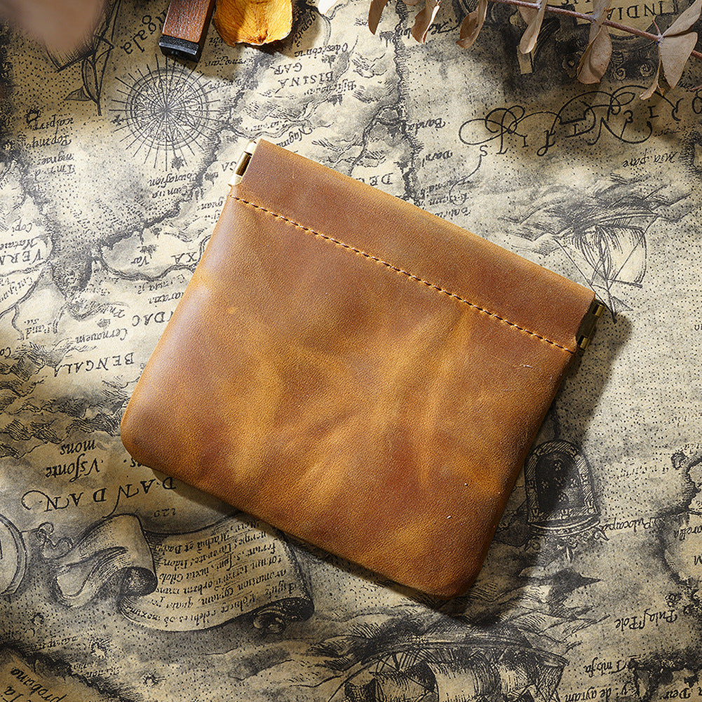 Sac de rangement en cuir Crazy Horse pour femmes, petit porte-monnaie Portable