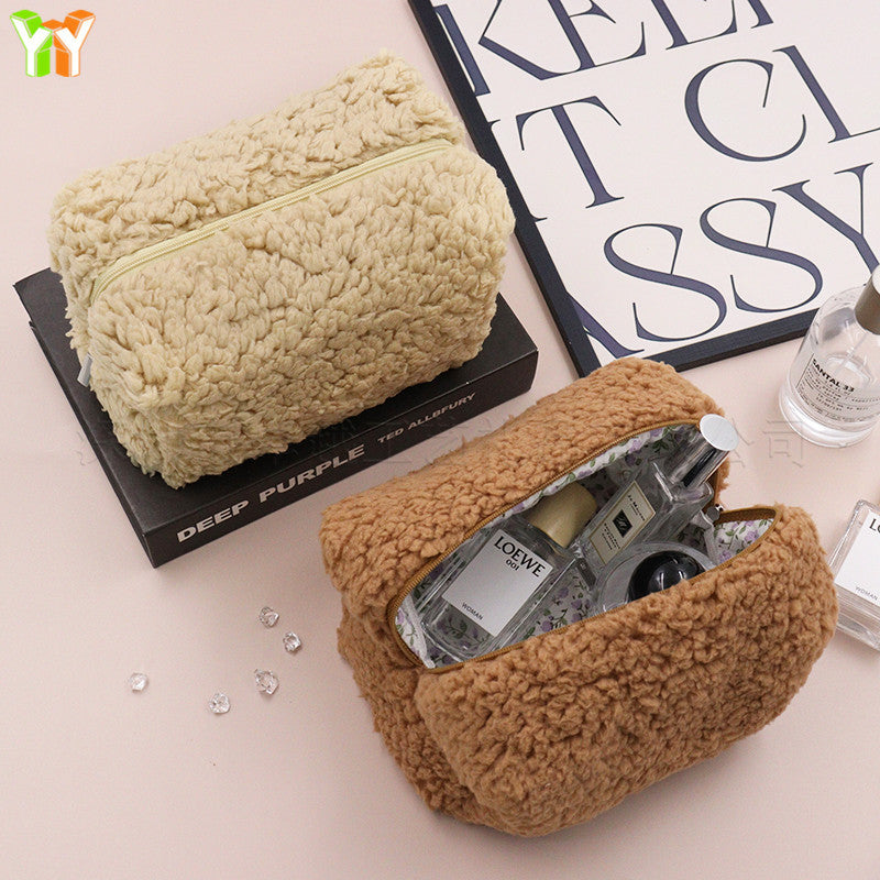 Towel Zipper Plush Cosmetics Storage Cute Cosmetic Bags