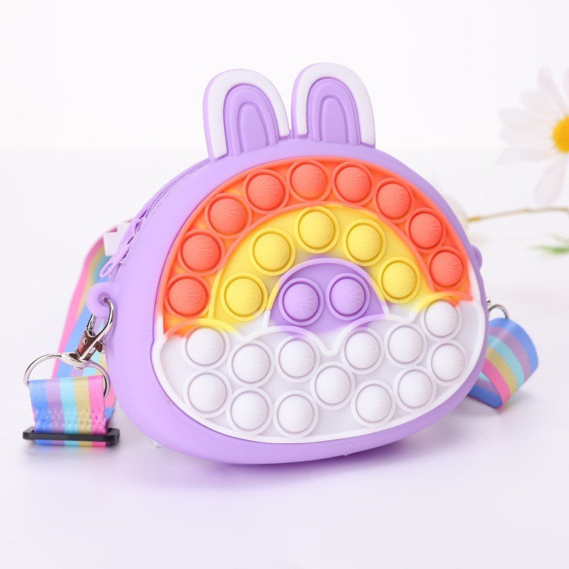 Porte-monnaie en Silicone pour enfants, lumières de dessin animé arc-en-ciel, lapin porte-bonheur