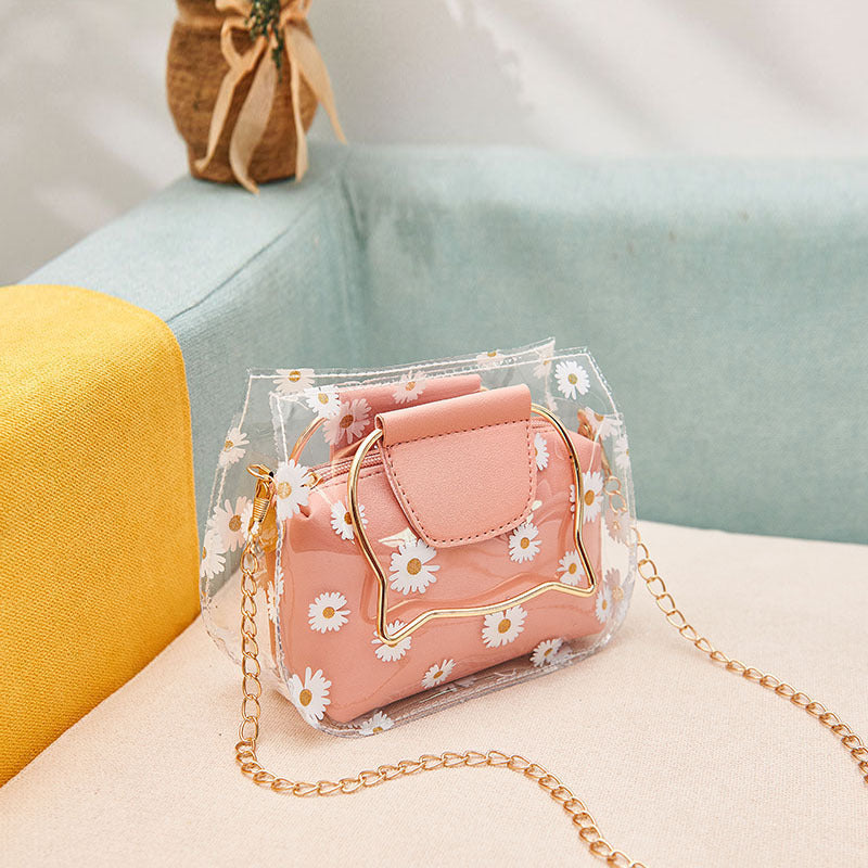 Women's Summer Autumn Korean Style Daisy Transparent Shoulder Bags