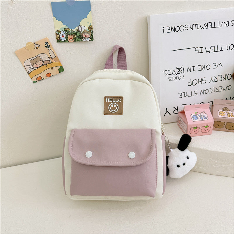 Children's Boys Fun Solid Color Double Stitching Kindergarten School Bags