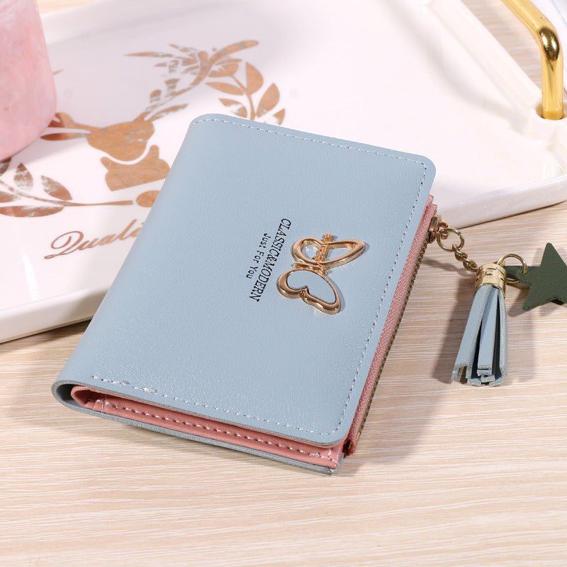 Women's Fold Tassel Korean Style Soft Leather Simple Ladies Wallets