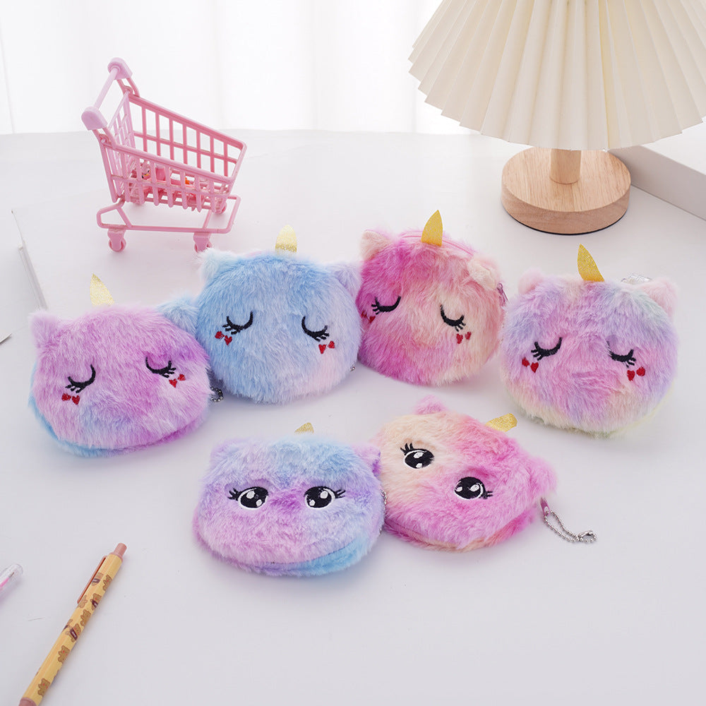 Children's Storage Cartoon Cute Plush Unicorn Earphone Children's Coin Purse