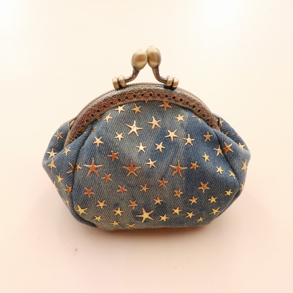 Women's Denim Cloth Vintage Handmade Small Finished Coin Purses