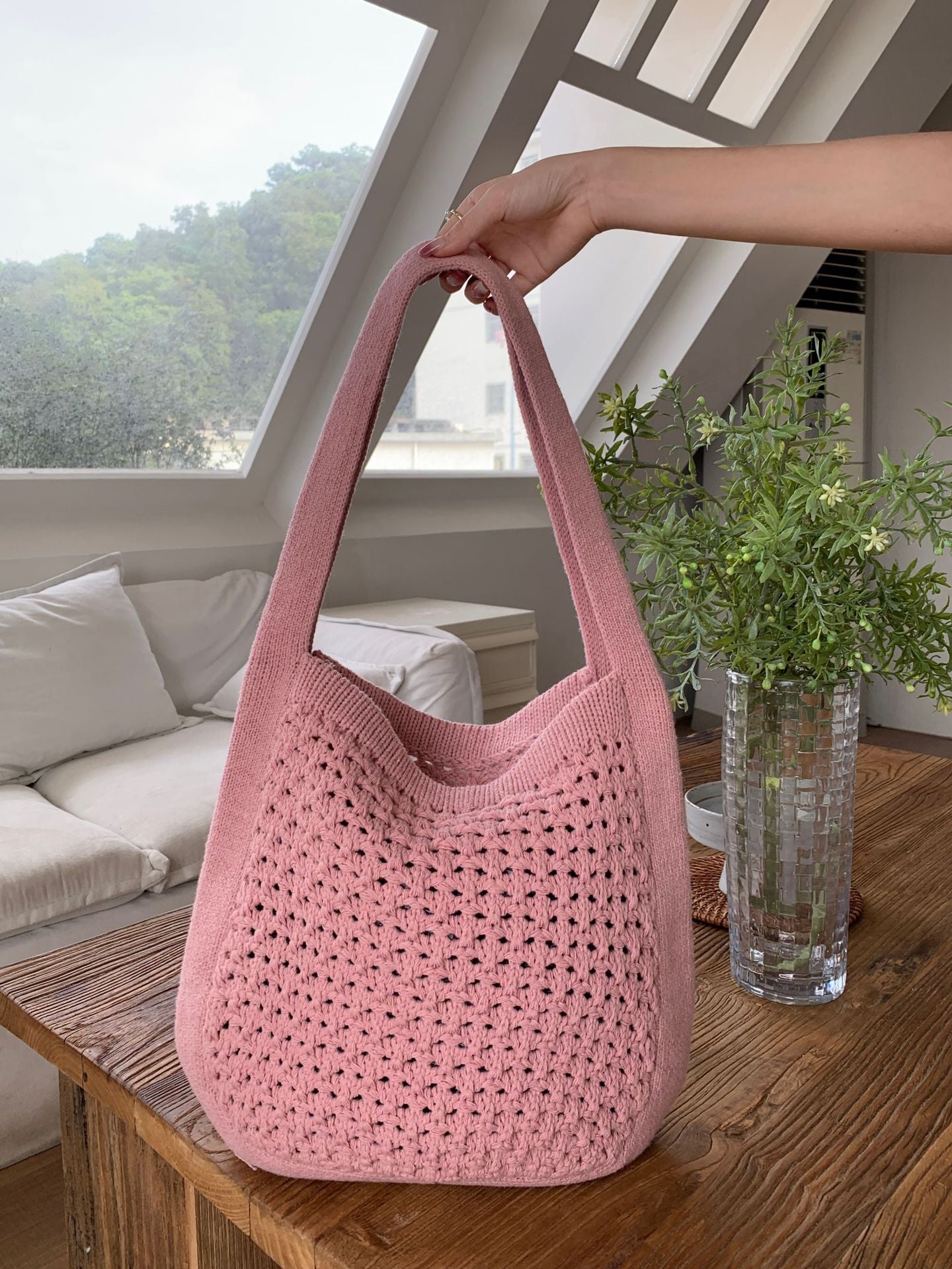 Women's Wool Knitted Simple Fashion Retro Woven Shoulder Bags